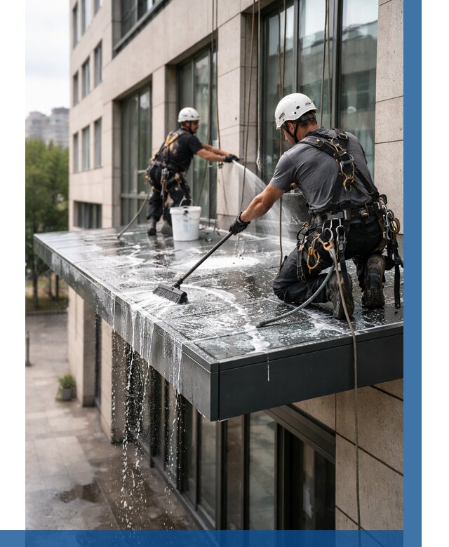 Мойка козырьков и навесов в Конаково от 3548 р. | ВЫСОТНИК-Кнк