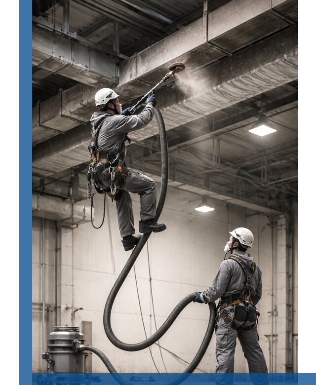 Обеспыливание потолочных конструкций в Конаково промышленным альпинизмом