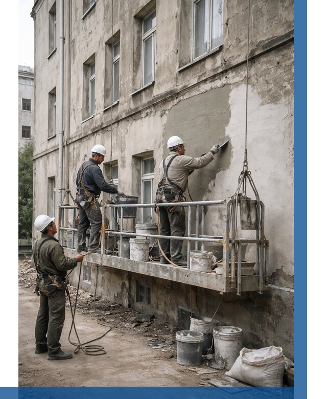 Капитальный ремонт фасада в Конаково от 4258 р. | ВЫСОТНИК-Кнк