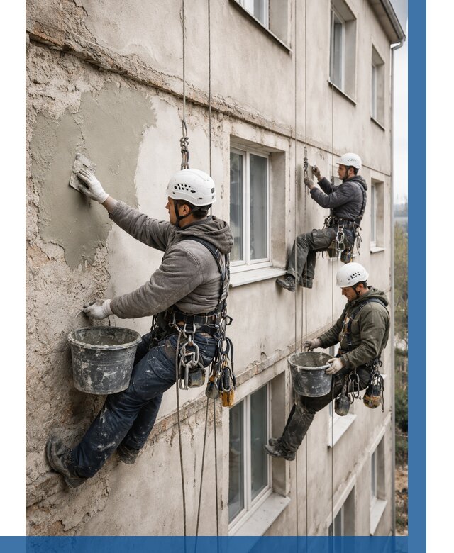 Ремонт штукатурного фасада в Конаково от 760 р. под ключ | ВЫСОТНИК-Кнк