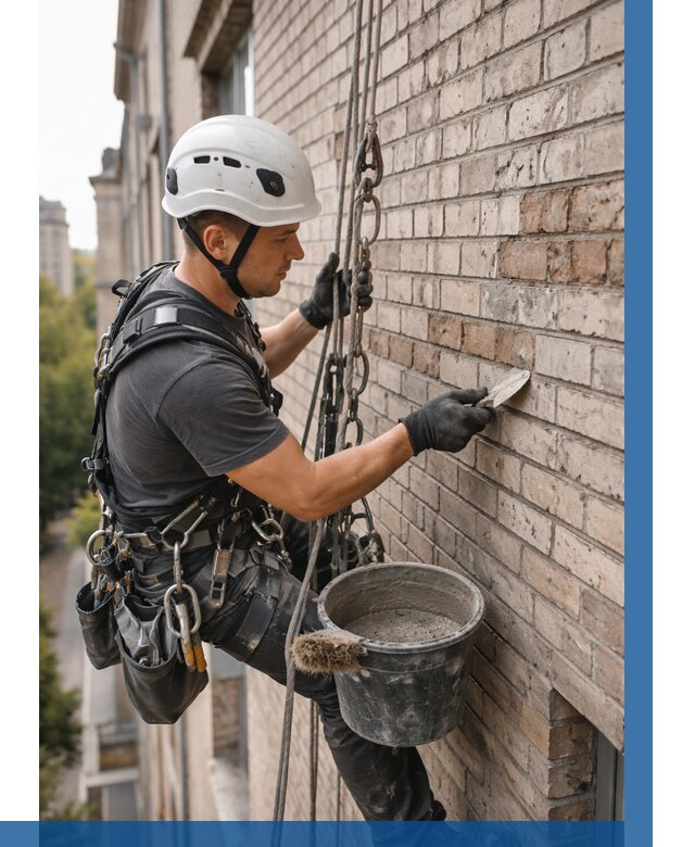 Ремонт кирпичной кладки фасада в Конаково от 1825 р. | ВЫСОТНИК-Кнк