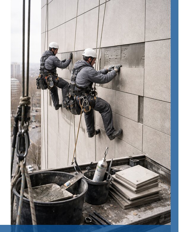 Ремонт фасада из керамогранита в Конаково от 2534 р. | ВЫСОТНИК-Кнк