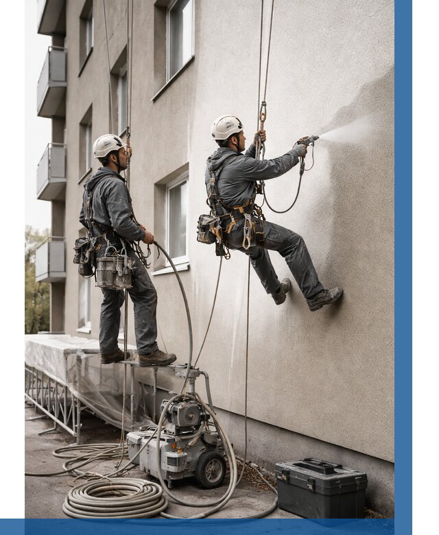 Безвоздушная покраска фасада в Конаково от 223 р/м² | ВЫСОТНИК-Кнк