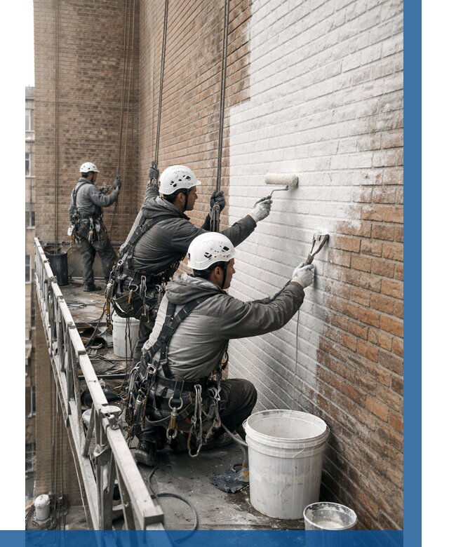 Покраска кирпичного фасада в Конаково от 355 р. | ВЫСОТНИК-Кнк