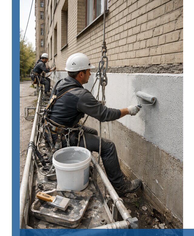 Окраска цоколя здания в Конаково профессионально и надежно