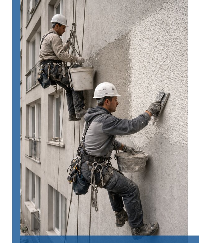 Нанесение декоративной штукатурки короед на фасад в Конаково