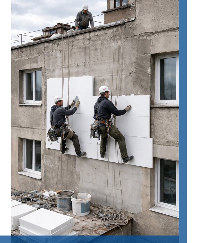 Утепление фасада пенополистиролом в Конаково от 1825 р. | ВЫСОТНИК-Кнк