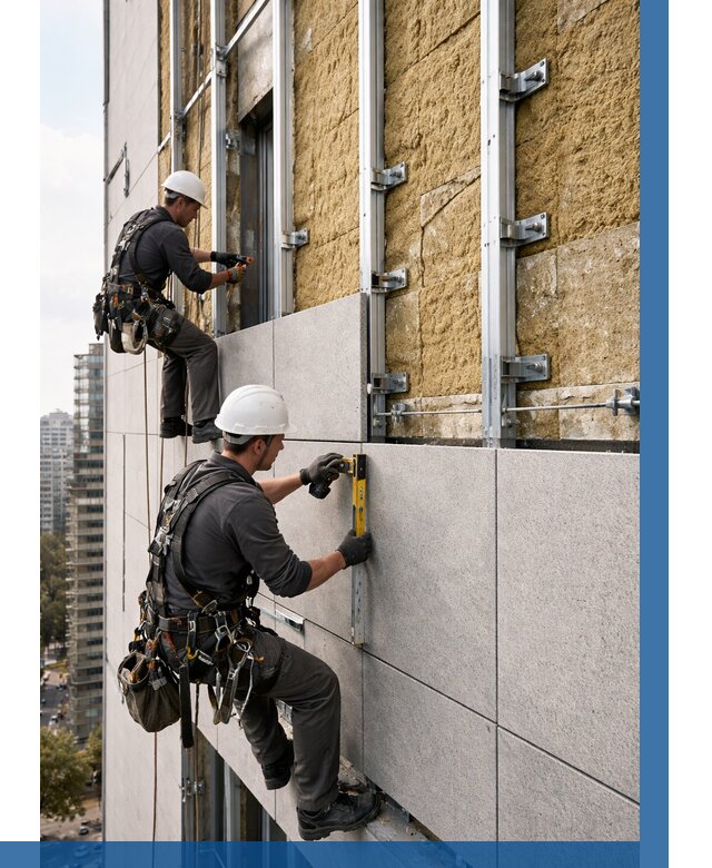 Монтаж вентилируемого фасада в Конаково от 3548 р. | ВЫСОТНИК-Кнк