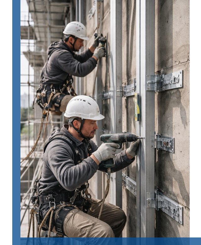 Монтаж и крепление подсистемы вентфасада в Конаково