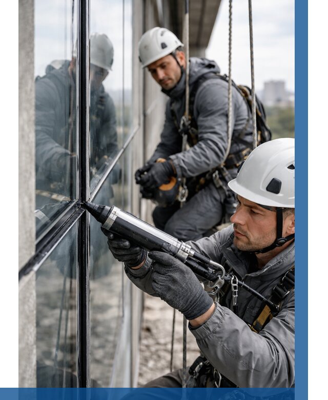 Герметизация витражных швов в Конаково от 659 р. | ВЫСОТНИК-Кнк