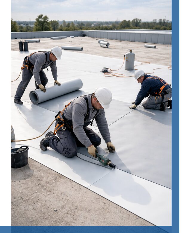 Монтаж мембранной кровли под ключ в Конаково от 1216 р. | ВЫСОТНИК-Кнк