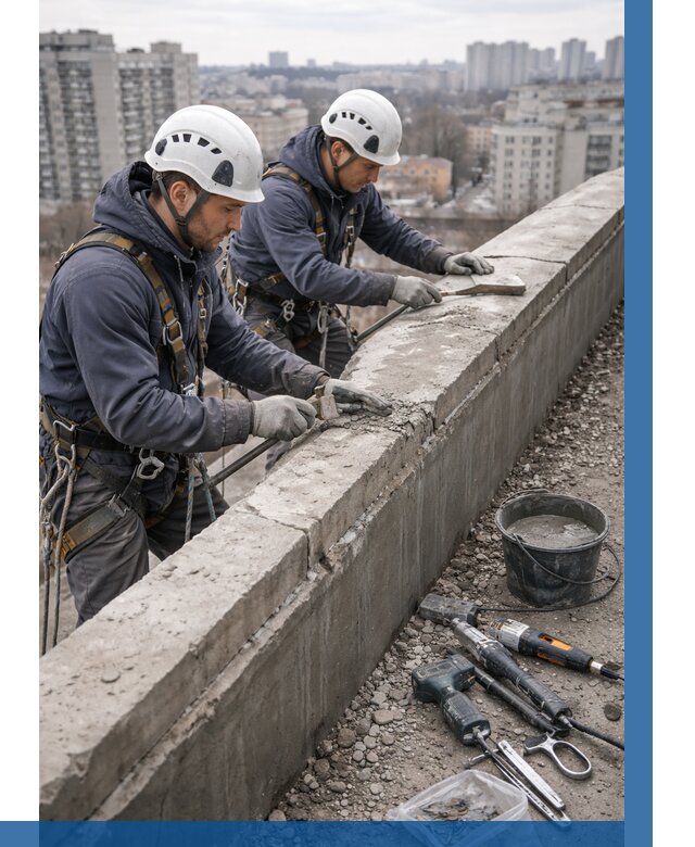 Ремонт парапета на кровле в Конаково от 1521 р. | ВЫСОТНИК-Кнк