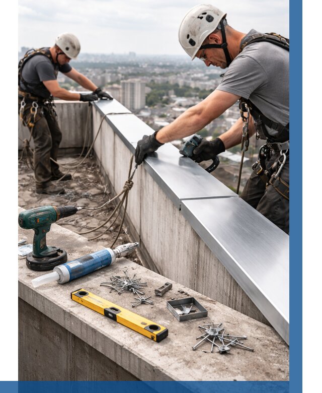 Монтаж парапетных крышек в Конаково от 811 р. | ВЫСОТНИК-Кнк