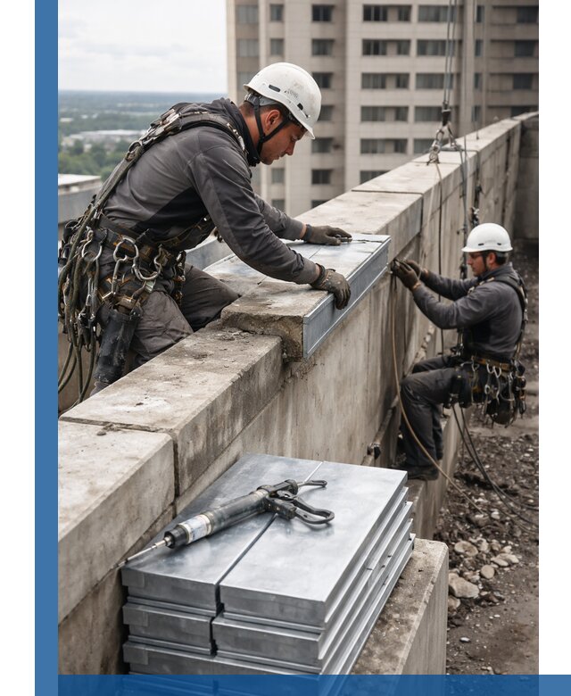 Замена парапетных крышек и установка новых в Конаково