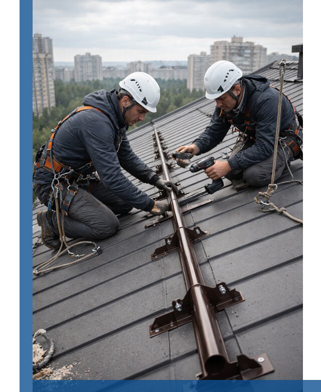 Монтаж снегозадержателей на кровле зданий в Конаково под ключ