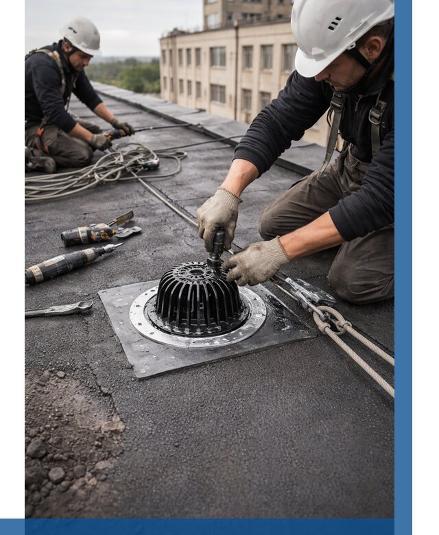 Установка водосточных воронок в Конаково цена от 3548 р. | ВЫСОТНИК-Кнк