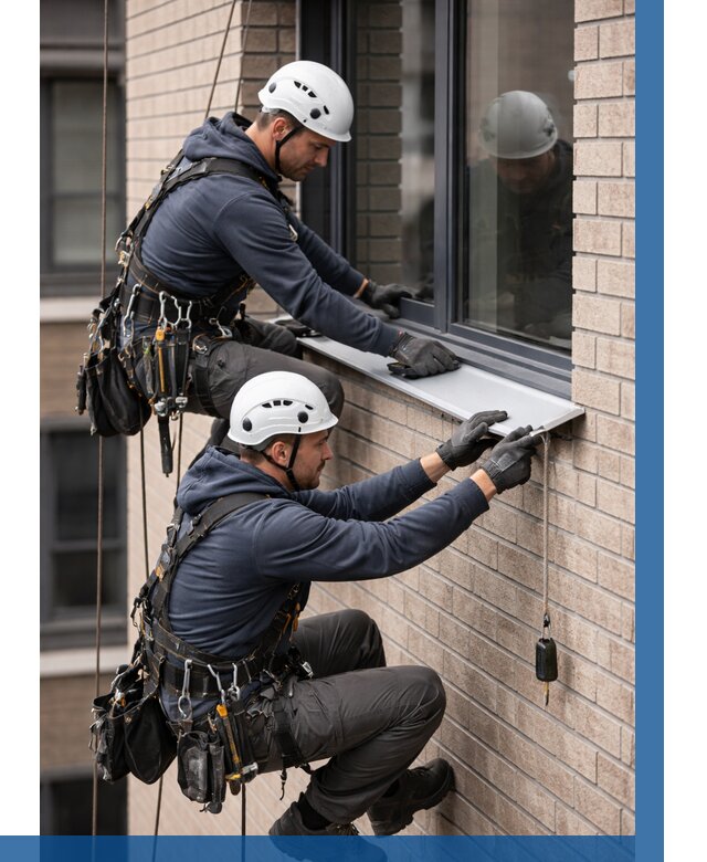 Монтаж оконных отливов под ключ в Конаково от 3548 р. | ВЫСОТНИК-Кнк