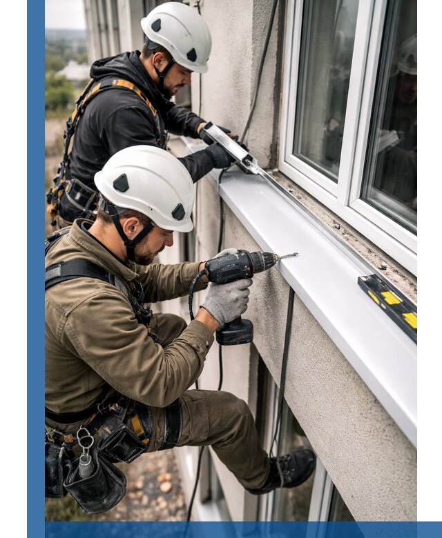 Профессиональный монтаж оконных отливов и отведения воды в Конаково