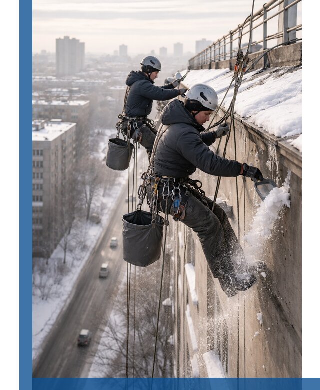 Очистка карнизов от снега в Конаково профессионально и безопасно