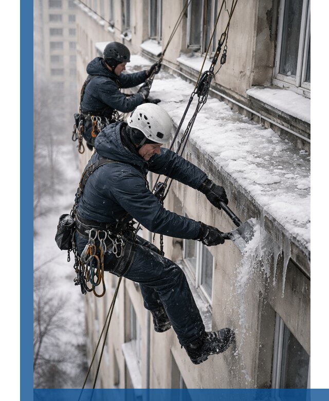 Удаление наледи и сосулек с карнизов в Конаково профессионально