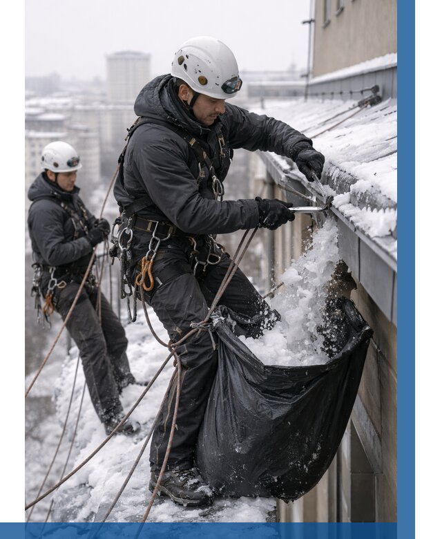 Аварийная очистка крыши в Конаково под ключ от 304 р. | ВЫСОТНИК-Кнк