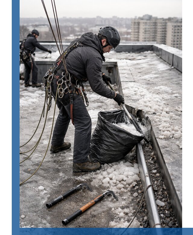 Аварийная очистка кровли в Конаково от промальпинистов