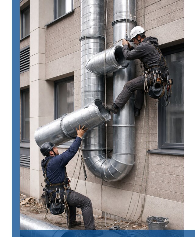 Монтаж фасадных воздуховодов в Конаково с герметизацией и крепежом