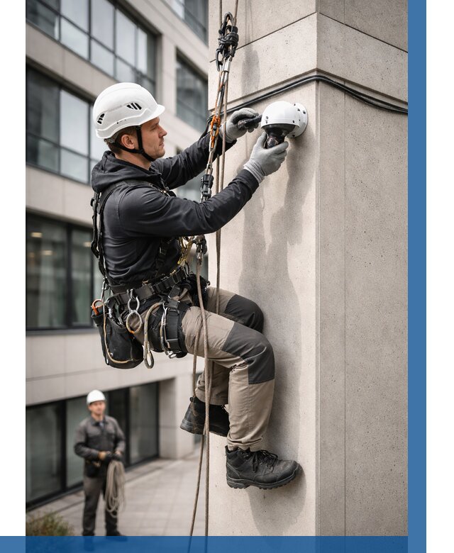 Монтаж камер видеонаблюдения на фасаде в Конаково от 8616 р.-ВЫСОТНИК-Кнк