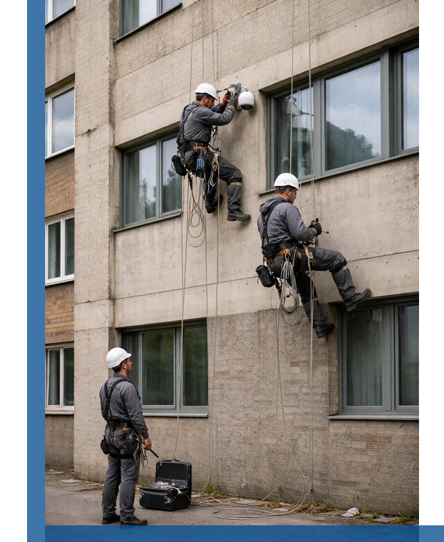 Монтаж фасадных камер видеонаблюдения в Конаково под ключ