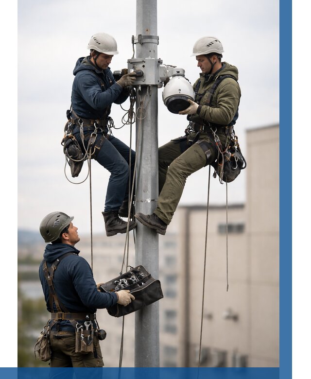 Установка видеокамер на мачте в Конаково от 8616 р. | ВЫСОТНИК-Кнк