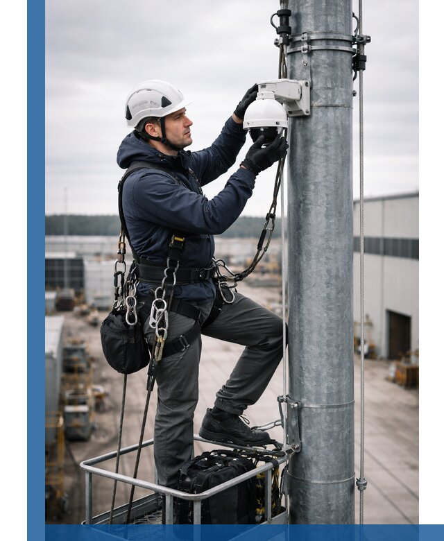 Профессиональная установка видеокамер на мачте в Конаково