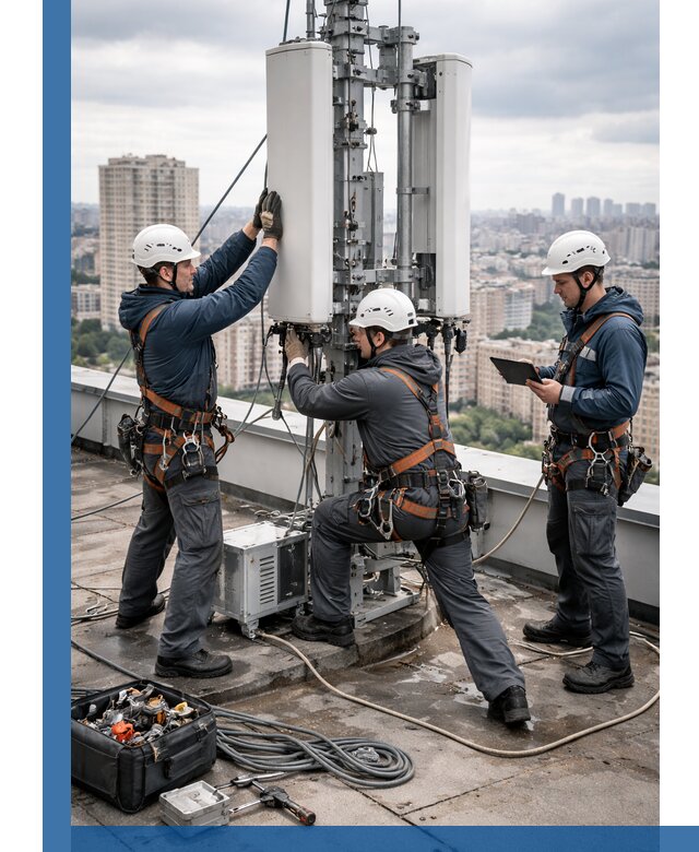 Монтаж антенн связи на крыше в Конаково с вводом в эксплуатацию