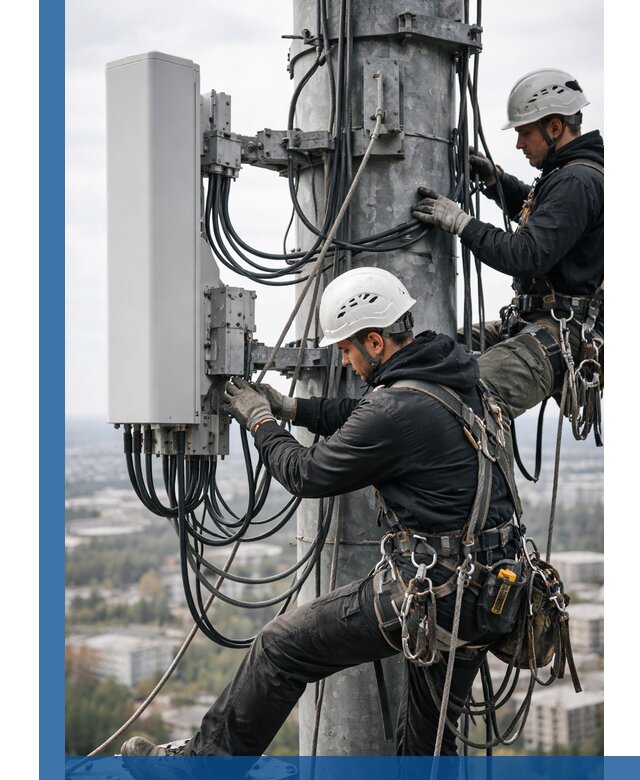 Монтаж оборудования связи на мачте в Конаково с пусконаладкой