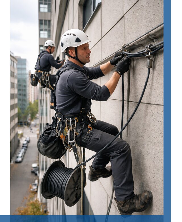 Прокладка кабеля по фасаду в Конаково от 355 р. | ВЫСОТНИК-Кнк