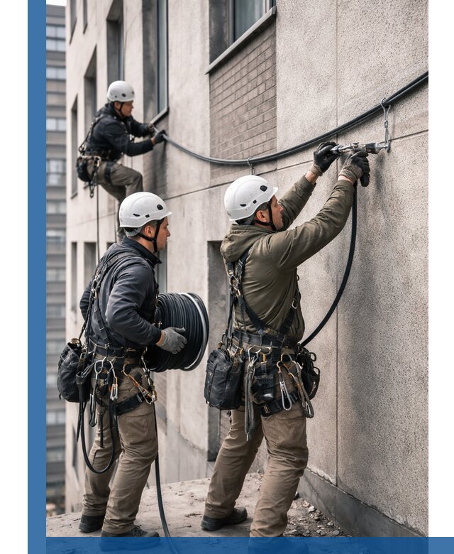 Прокладка кабеля по фасаду в Конаково, профессиональный монтаж