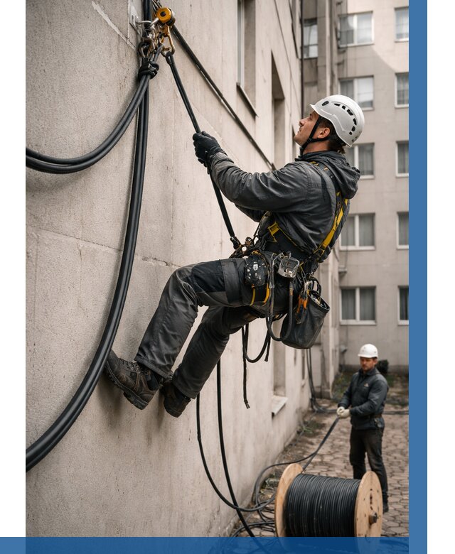 Протяжка кабеля питания на высоте в Конаково от 456 р. | ВЫСОТНИК-Кнк