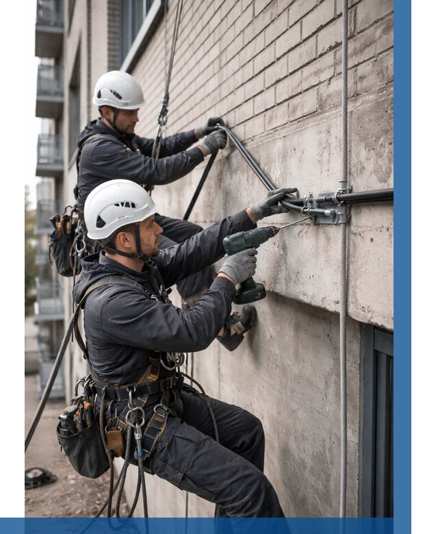 Крепление кабеля на фасаде в Конаково от 355 р. | ВЫСОТНИК-Кнк