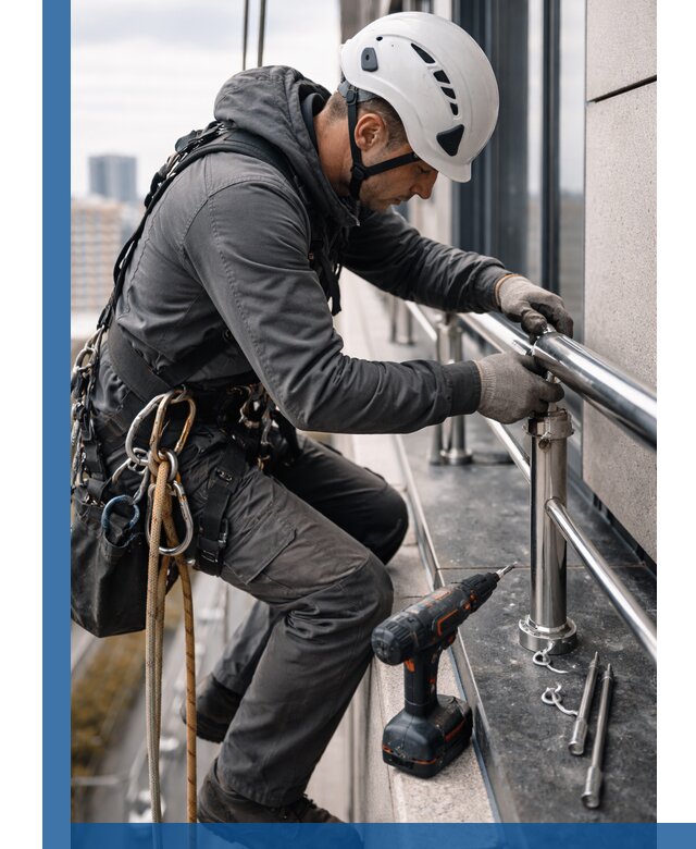 Монтаж ограждений на высоте в Конаково для зданий и конструкций