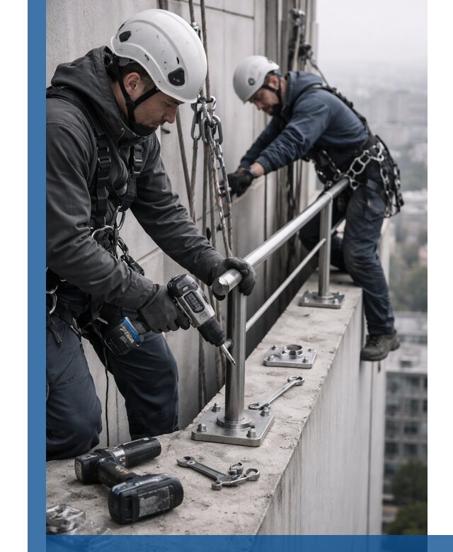 Монтаж перил на высоте в Конаково для жилых и промобъектов