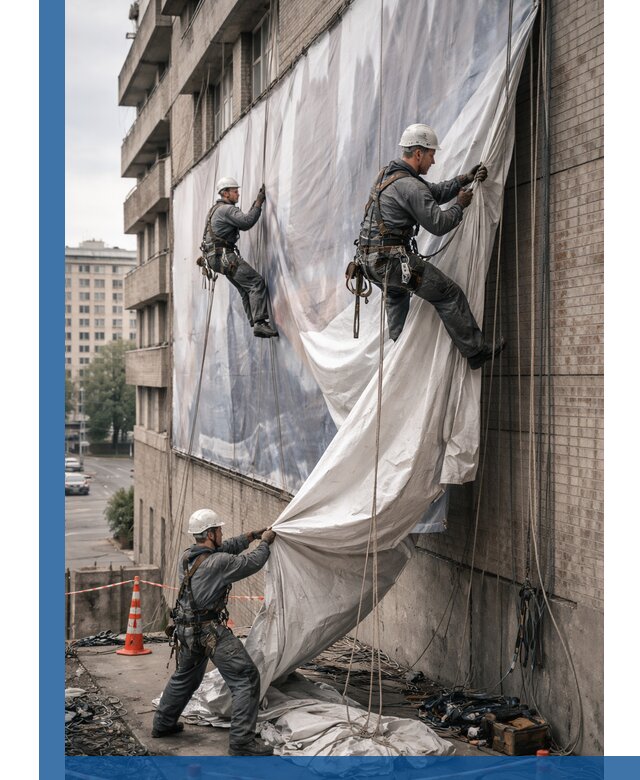 Демонтаж баннеров с фасада в Конаково оперативно и безопасно