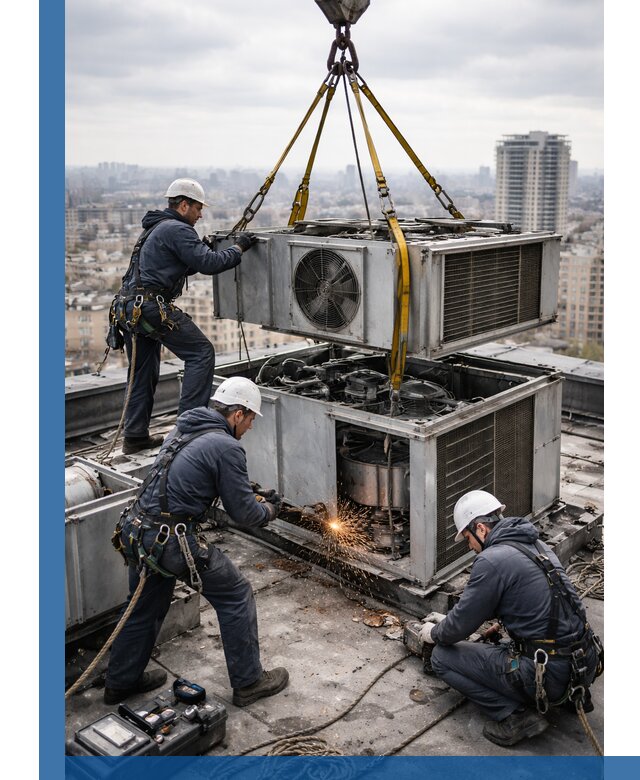 Демонтаж крышной установки в Конаково любой сложности