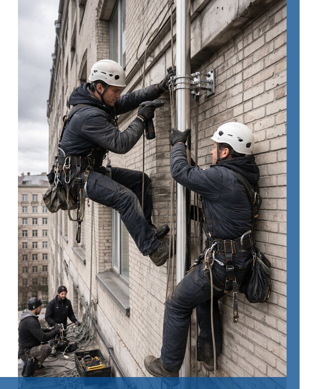 Монтаж флагштока на здании в Конаково от 6589 р. | ВЫСОТНИК-Кнк