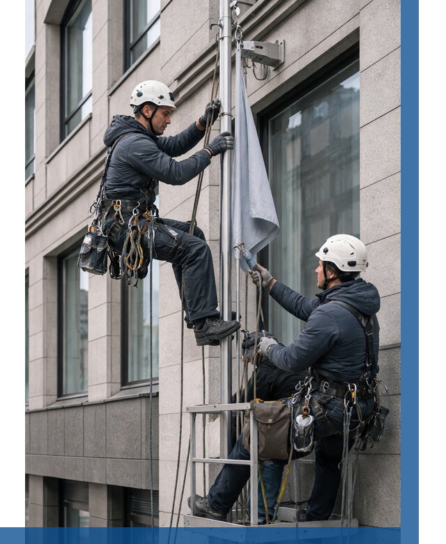 Установка флагов на фасаде в Конаково от 4562 р. | ВЫСОТНИК-Кнк