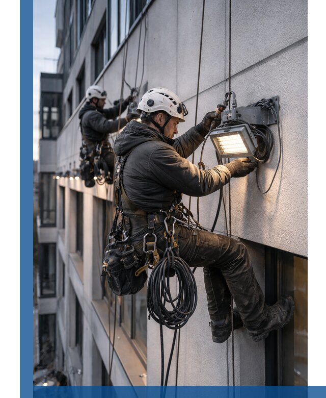 Монтаж фасадного освещения в Конаково установка и подключение