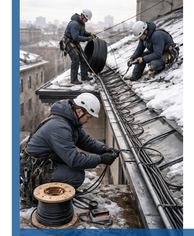 Монтаж греющего кабеля на кровле в Конаково под ключ