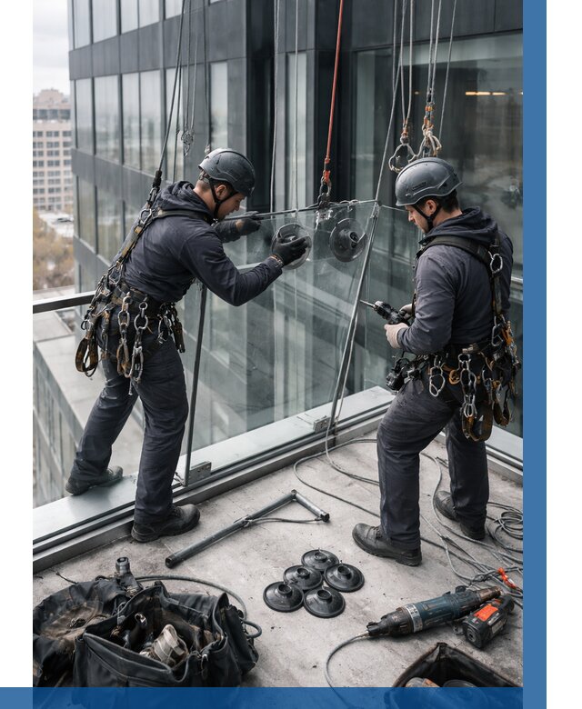 Монтаж стеклянных ограждений в Конаково от 2534 р. | ВЫСОТНИК-Кнк