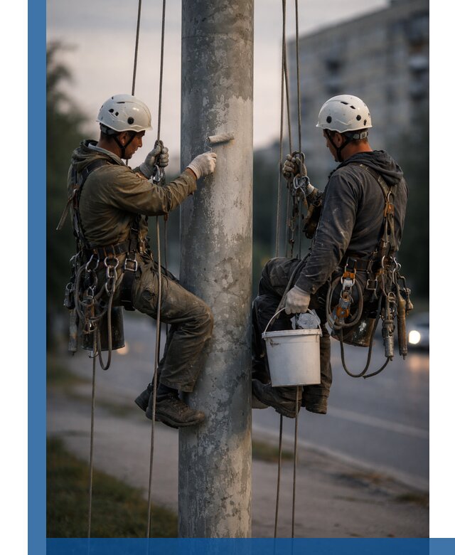 Покраска опор освещения и антикоррозийная защита в Конаково