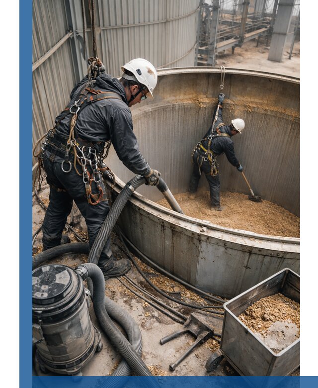 Профессиональная чистка зерновых бункеров в Конаково с выездом