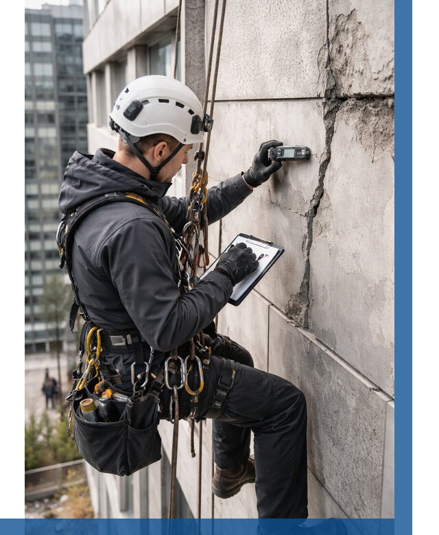 Обследование фасада альпинистами в Конаково от 122 р. | ВЫСОТНИК-Кнк